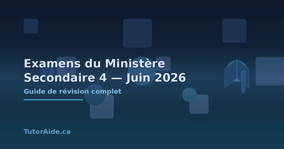 Examens du ministère secondaire 4 : guide de révision juin 2026 | TutorAide